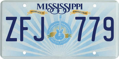 MS license plate ZFJ779