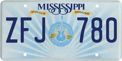 MS license plate ZFJ780