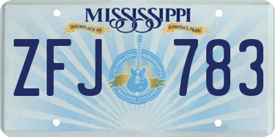 MS license plate ZFJ783