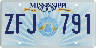 MS license plate ZFJ791