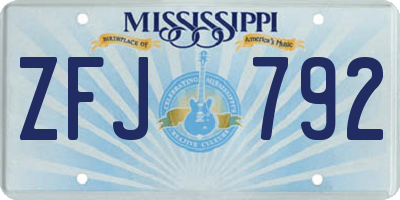 MS license plate ZFJ792