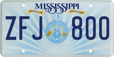 MS license plate ZFJ800