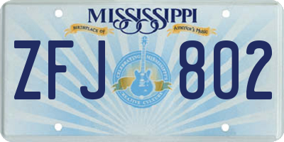 MS license plate ZFJ802
