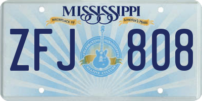MS license plate ZFJ808