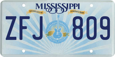 MS license plate ZFJ809