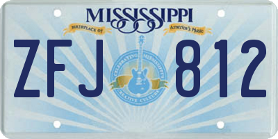MS license plate ZFJ812