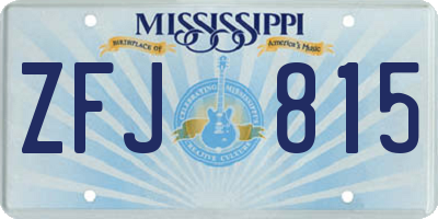 MS license plate ZFJ815