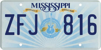 MS license plate ZFJ816