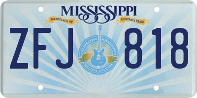 MS license plate ZFJ818