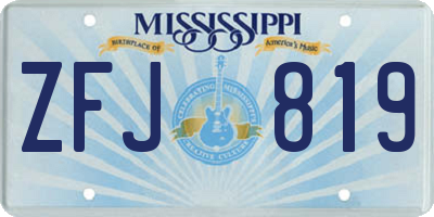 MS license plate ZFJ819