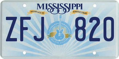 MS license plate ZFJ820
