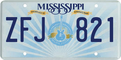MS license plate ZFJ821