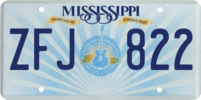 MS license plate ZFJ822