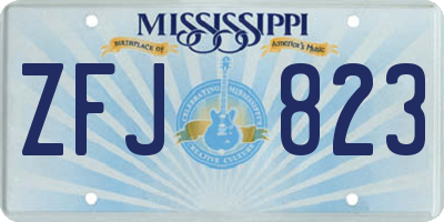 MS license plate ZFJ823