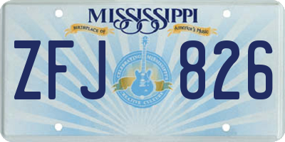 MS license plate ZFJ826