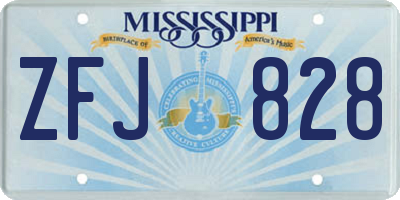 MS license plate ZFJ828