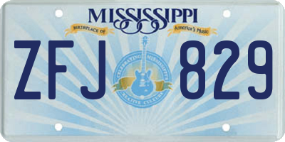 MS license plate ZFJ829