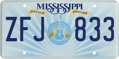 MS license plate ZFJ833