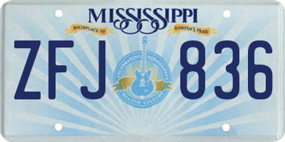 MS license plate ZFJ836