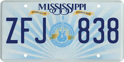 MS license plate ZFJ838