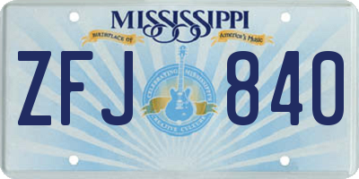 MS license plate ZFJ840