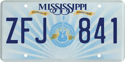 MS license plate ZFJ841