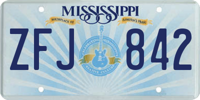 MS license plate ZFJ842