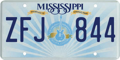 MS license plate ZFJ844