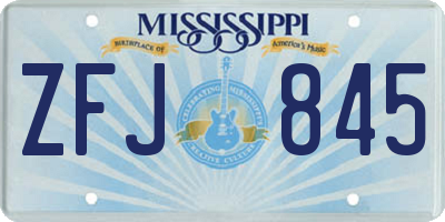 MS license plate ZFJ845