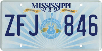 MS license plate ZFJ846