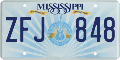 MS license plate ZFJ848