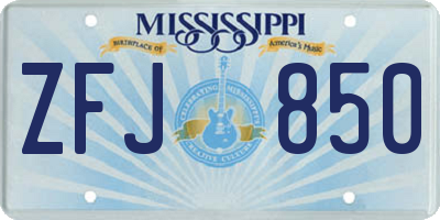 MS license plate ZFJ850