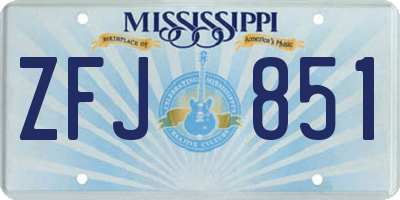 MS license plate ZFJ851