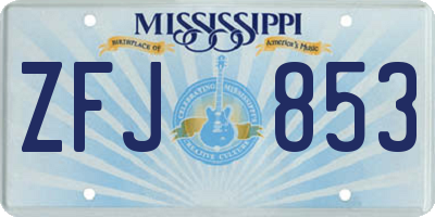 MS license plate ZFJ853