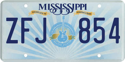 MS license plate ZFJ854