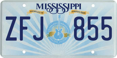 MS license plate ZFJ855