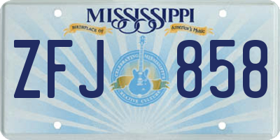 MS license plate ZFJ858