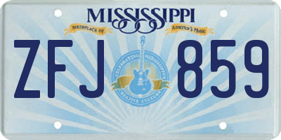 MS license plate ZFJ859