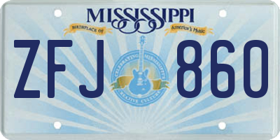 MS license plate ZFJ860