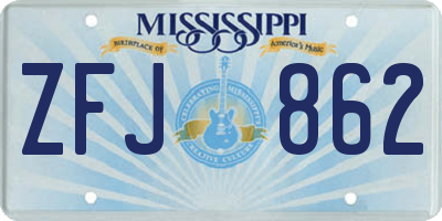 MS license plate ZFJ862