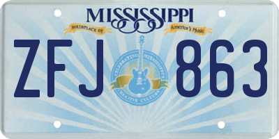 MS license plate ZFJ863