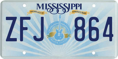 MS license plate ZFJ864