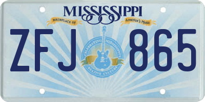MS license plate ZFJ865