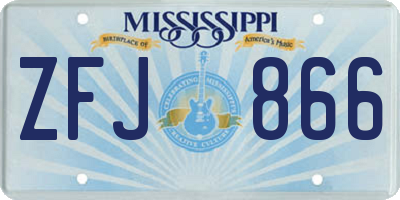 MS license plate ZFJ866