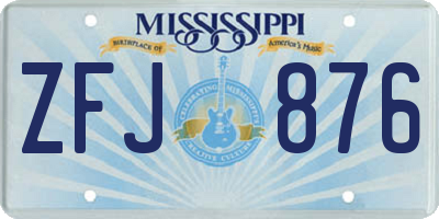 MS license plate ZFJ876