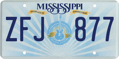 MS license plate ZFJ877