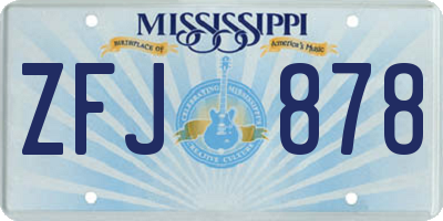 MS license plate ZFJ878