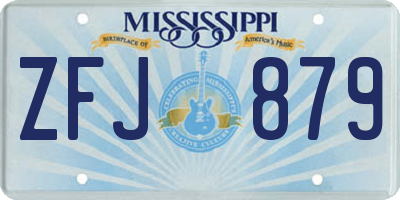 MS license plate ZFJ879