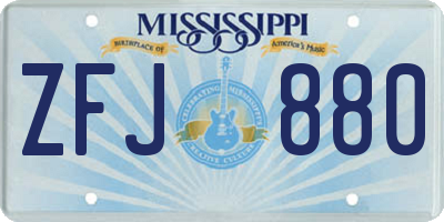 MS license plate ZFJ880