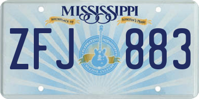 MS license plate ZFJ883